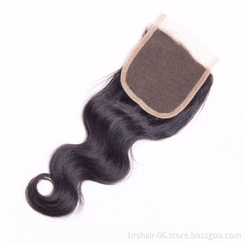 vendor stock European raw remy hair natural black body wave 4x4 lace closure